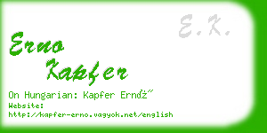 erno kapfer business card